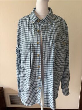 Air Strip Blue Plaid Casual Button-Down Shirt